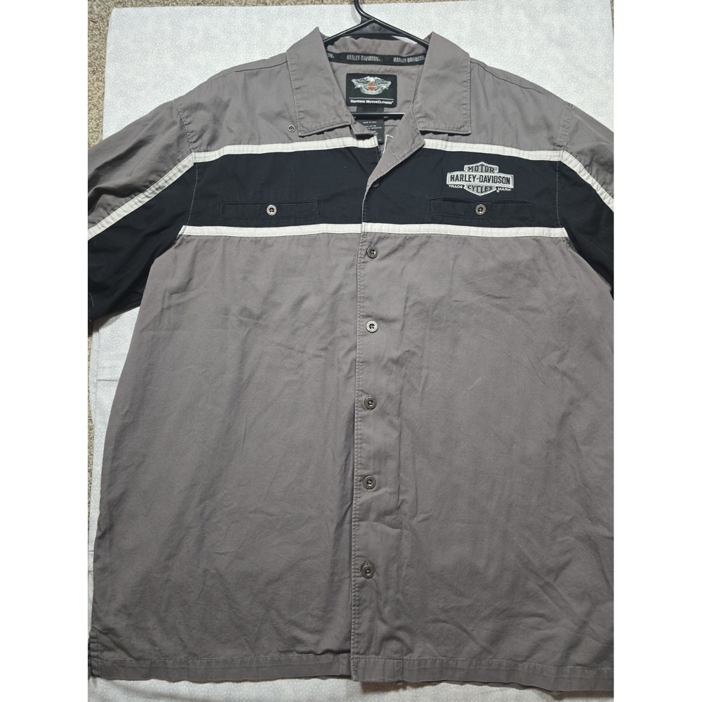 Harley-Davidson Motorcycles Short Sleeve Button Up Mens 2XL Embroidered